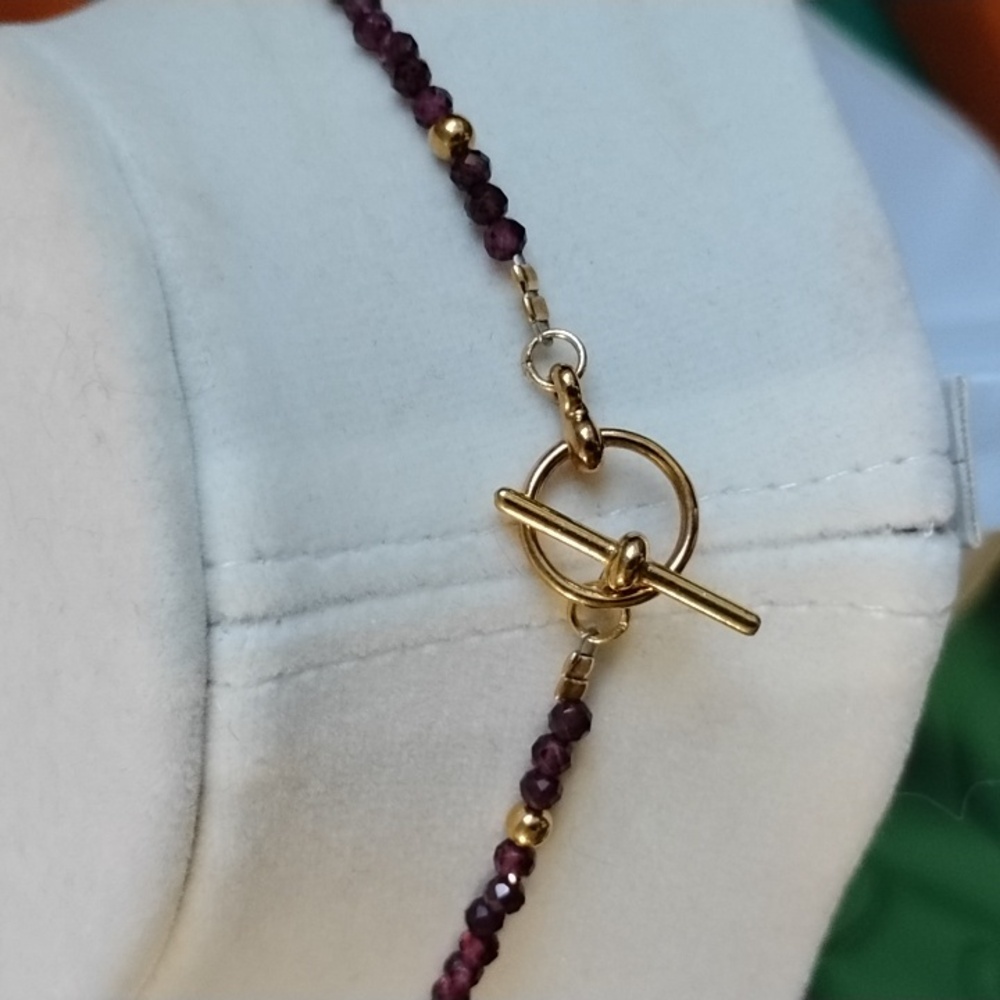🩷Hand Crafted Pink Heart With Faceted Rhodolite Garnet Necklace🩷 - Picture 3 of 6